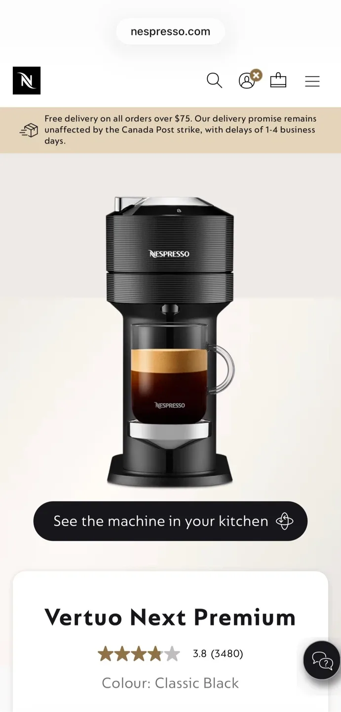 Nespresso Vertuo Next Premium Coffee and Espresso Machine thumbnail