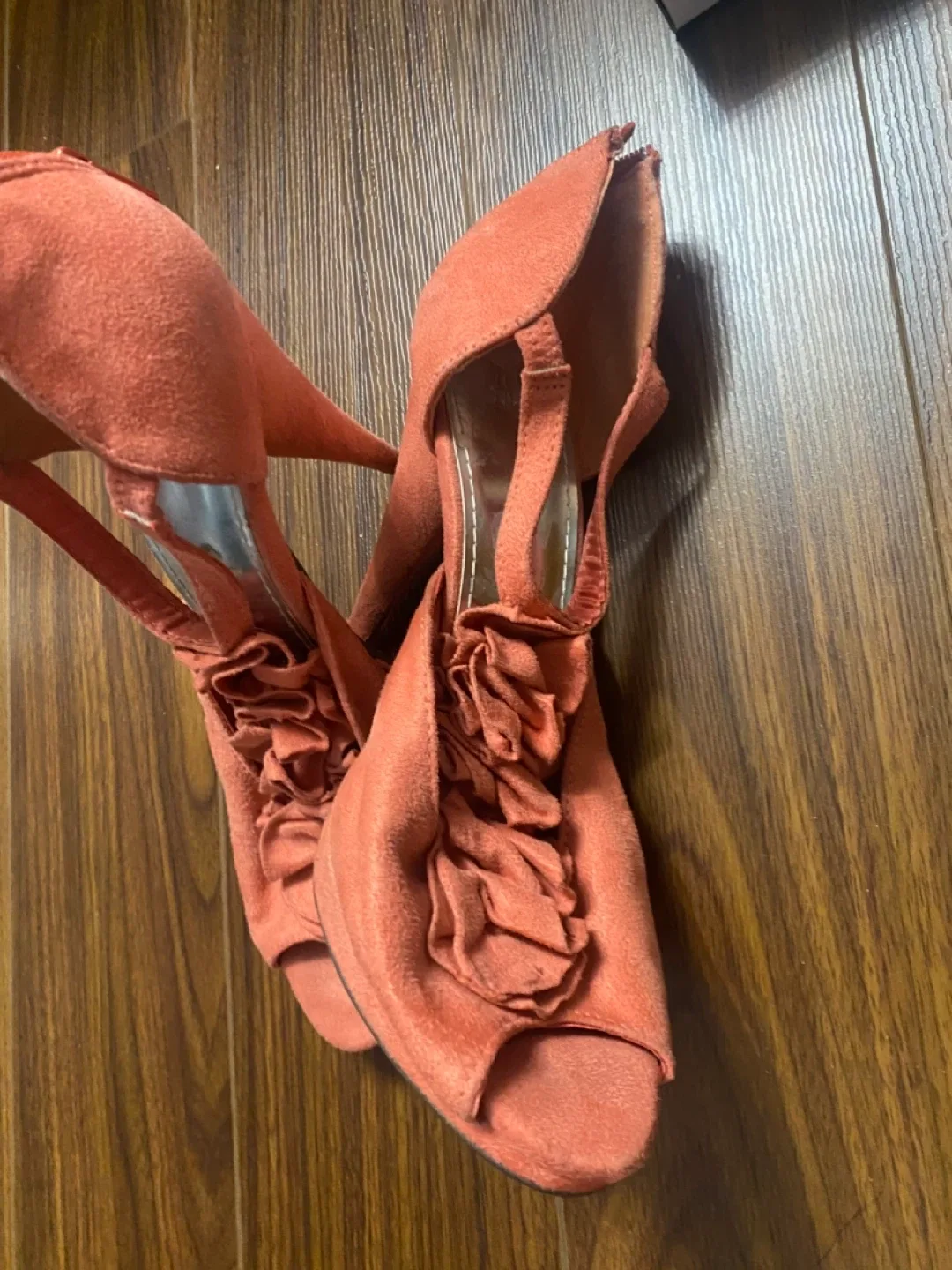 Coral Heels with Ruffle Detail thumbnail