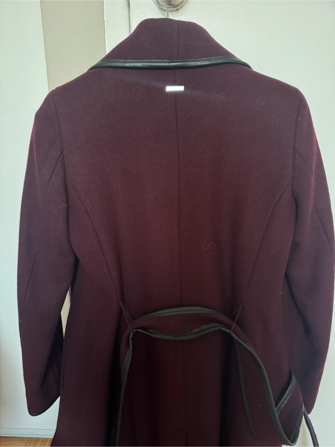 DKNY XS Burgundy Wool Blend Coat - photo 3