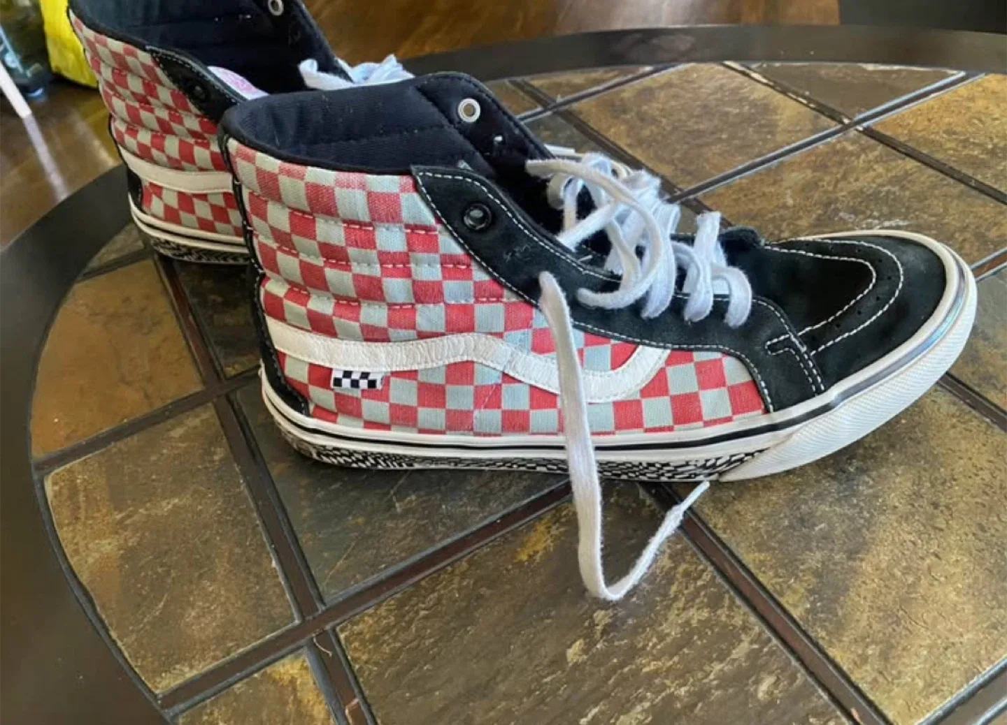 Vans Sk8-Hi Red/Grey Checkerboard, US Men's 13 image indicator(2)