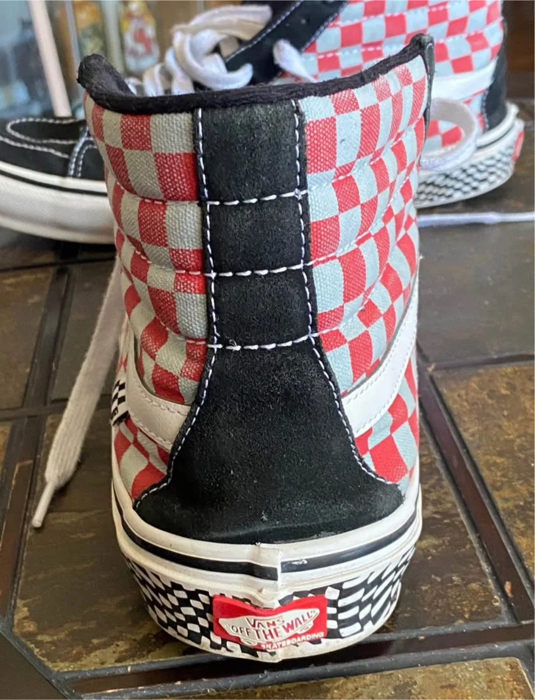 Vans Sk8-Hi Red/Grey Checkerboard, US Men's 13 image indicator(6)