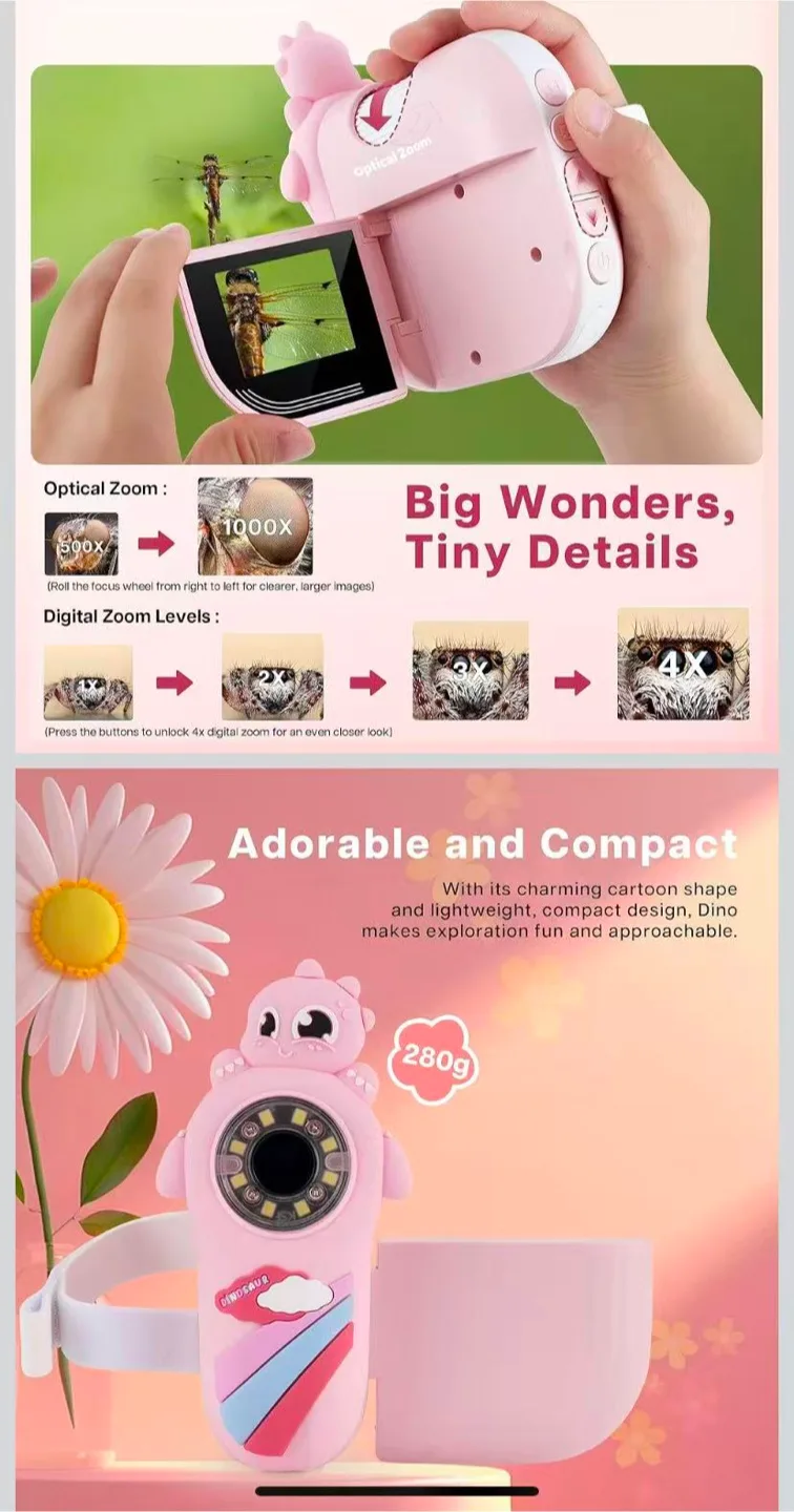 TINYLENS Dino Kids Microscope - Pink image indicator(4)