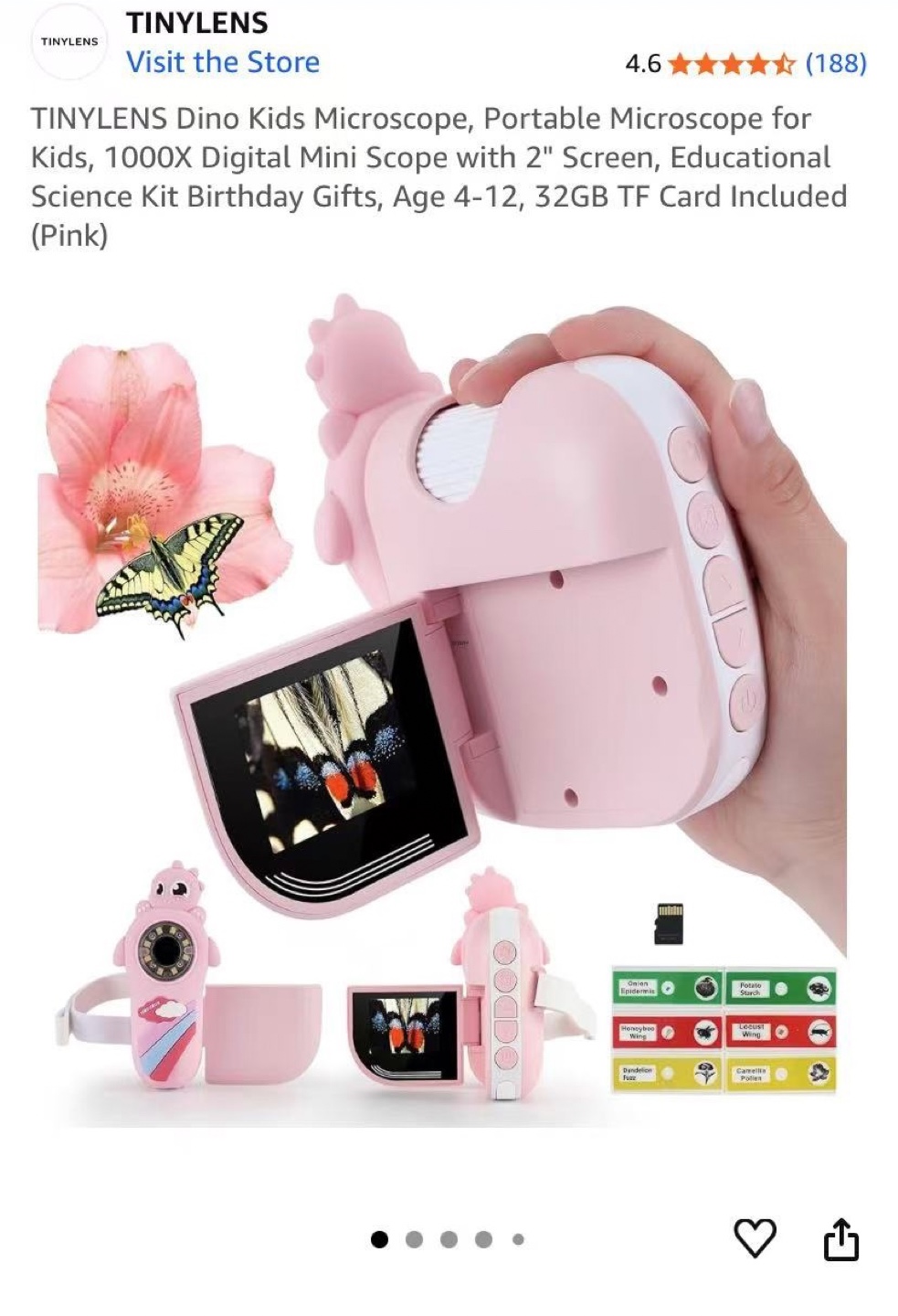 TINYLENS Dino Kids Microscope - Pink