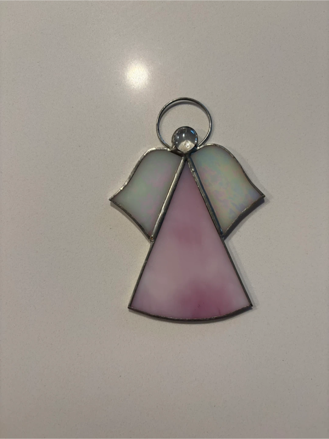 Handmade Stained Glass Angel Ornament For Sale
