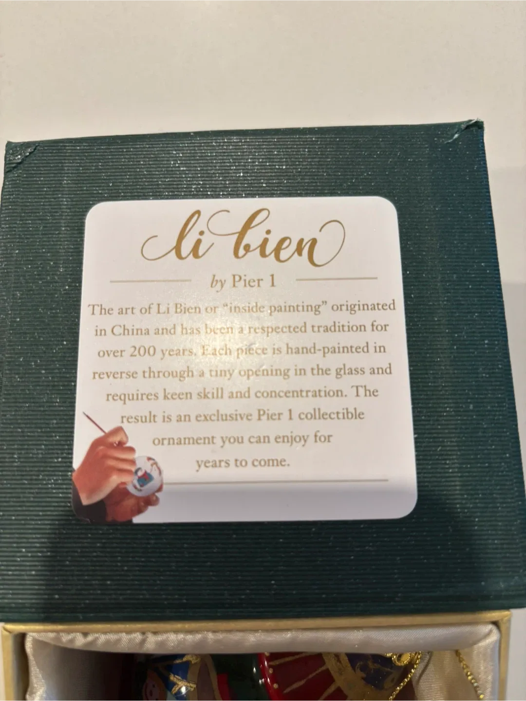 Pier 1 20033 Li Bien Hand Painted Glass Ornament For Sale image indicator(3)