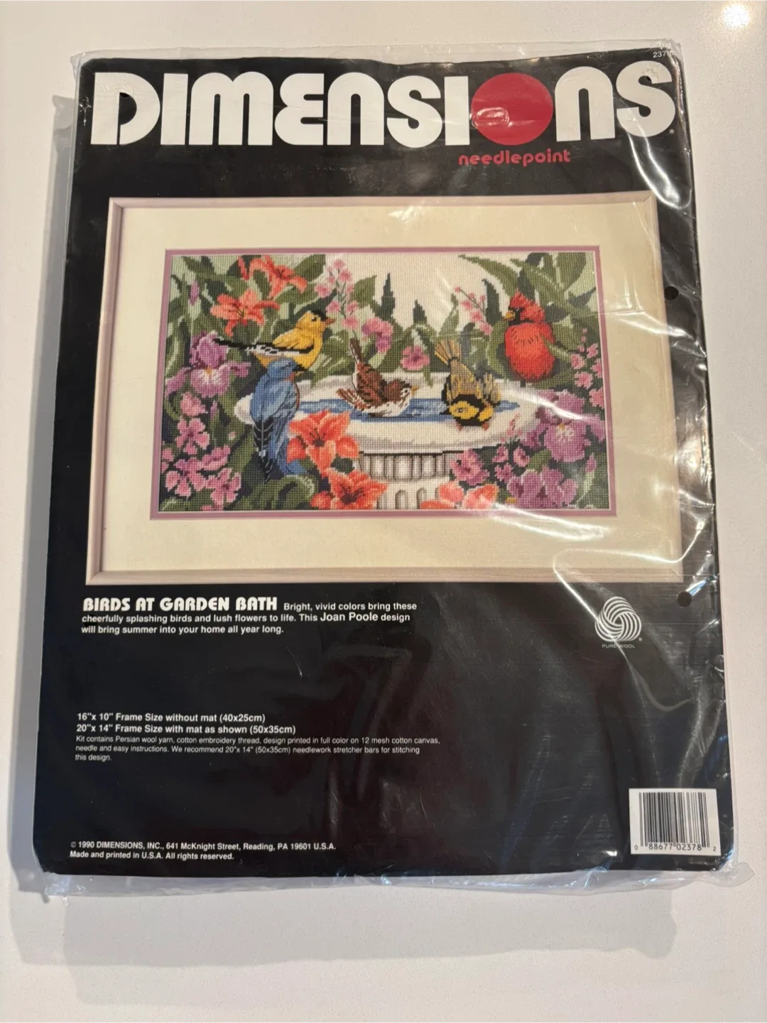 Dimensions 1990 Birds At Garden Bath Needlepoint Kit For Sale thumbnail