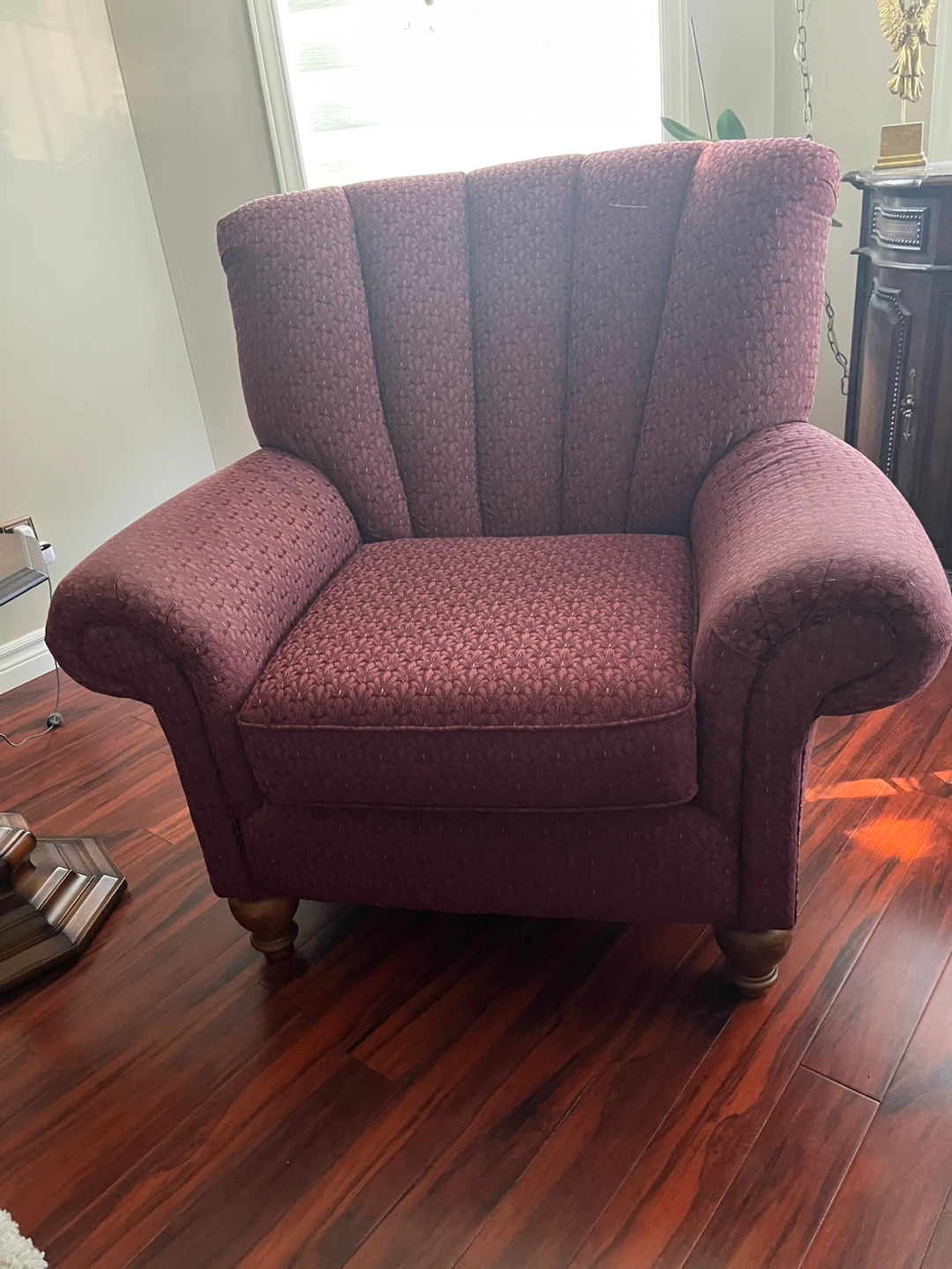 Burgundy Armchair with Ottoman