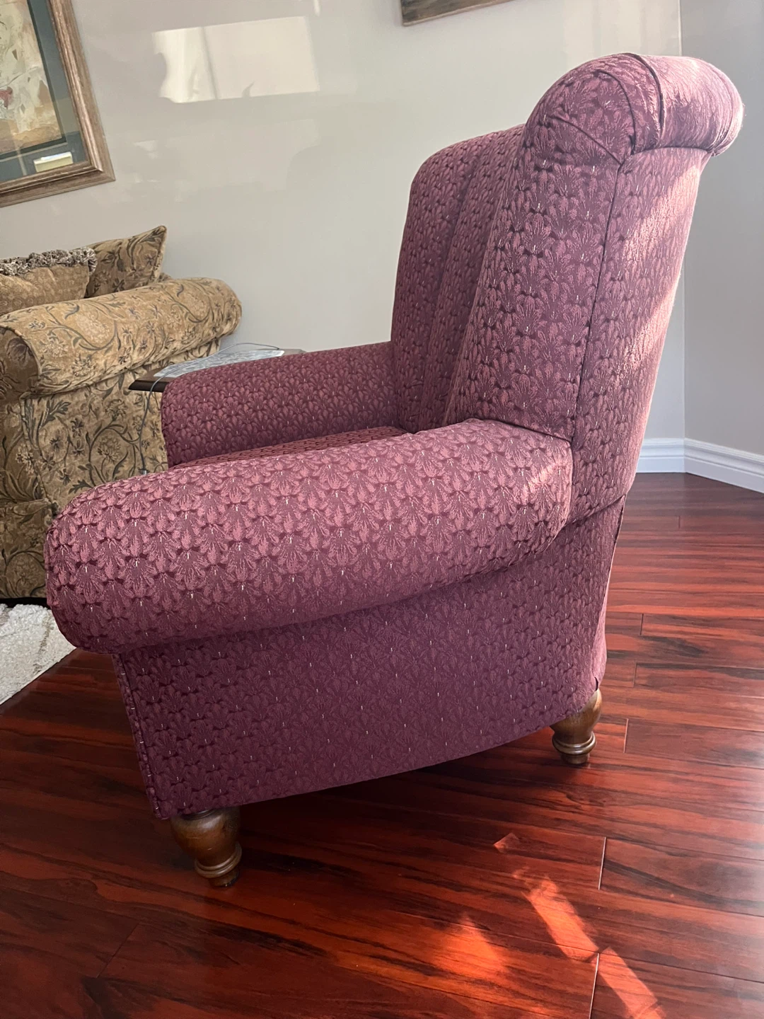 Burgundy Armchair with Ottoman - photo 2