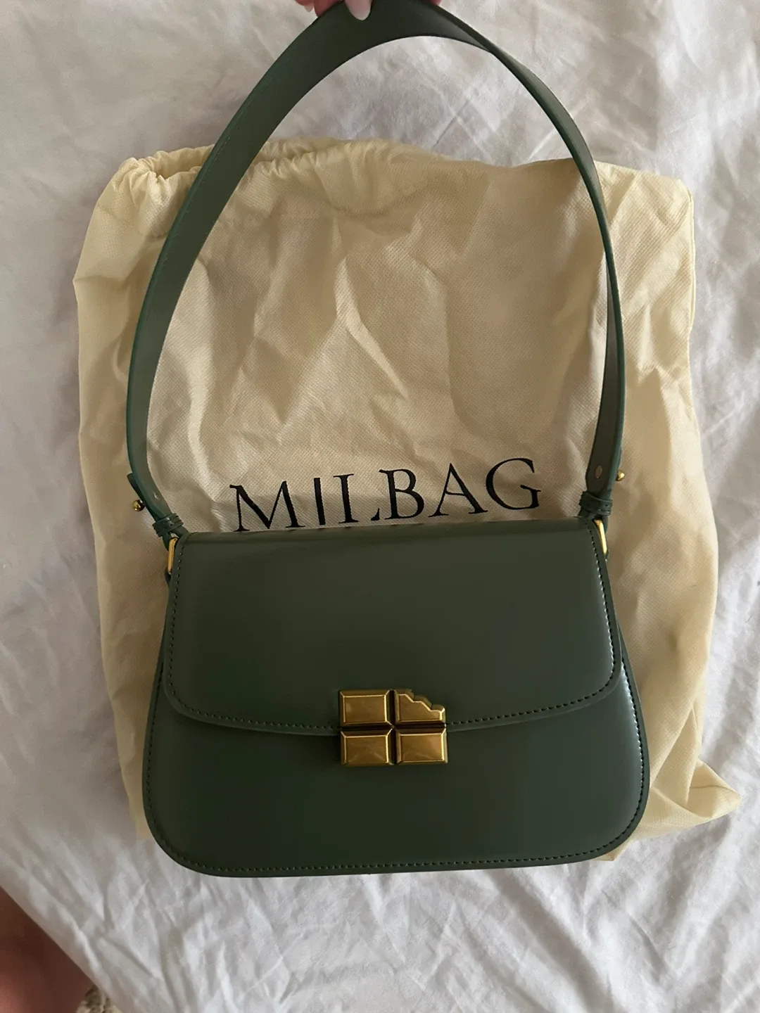 Leather Olive Green Shoulder Bag thumbnail