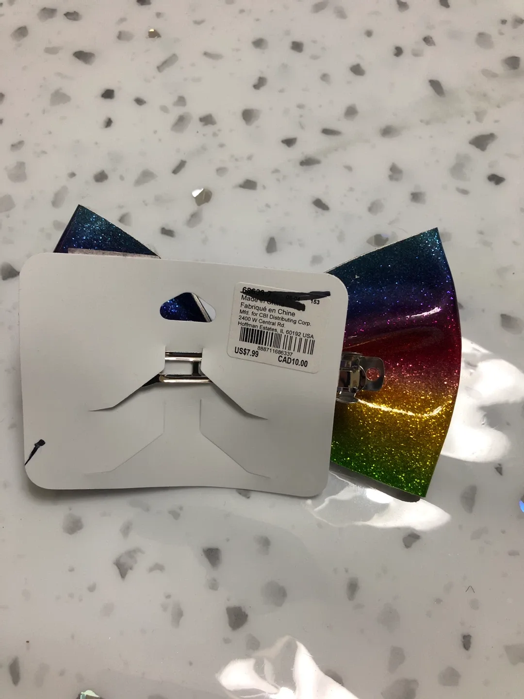 Claire's Rainbow Glitter Hair Bow - New image indicator(2)