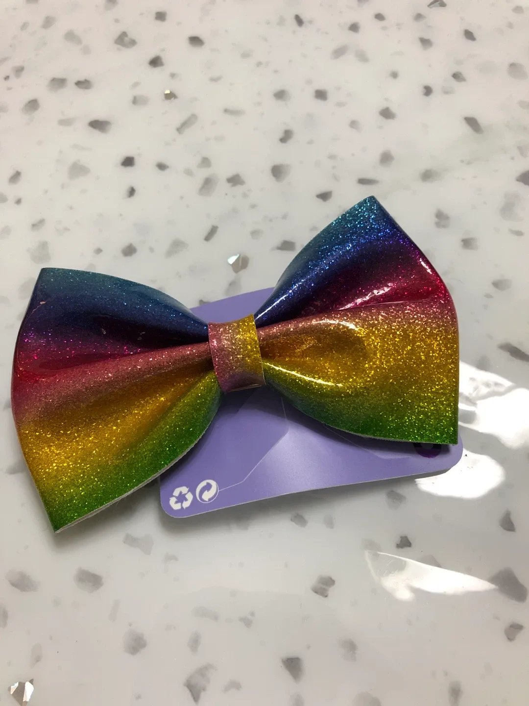 Claire's Rainbow Glitter Hair Bow - New thumbnail