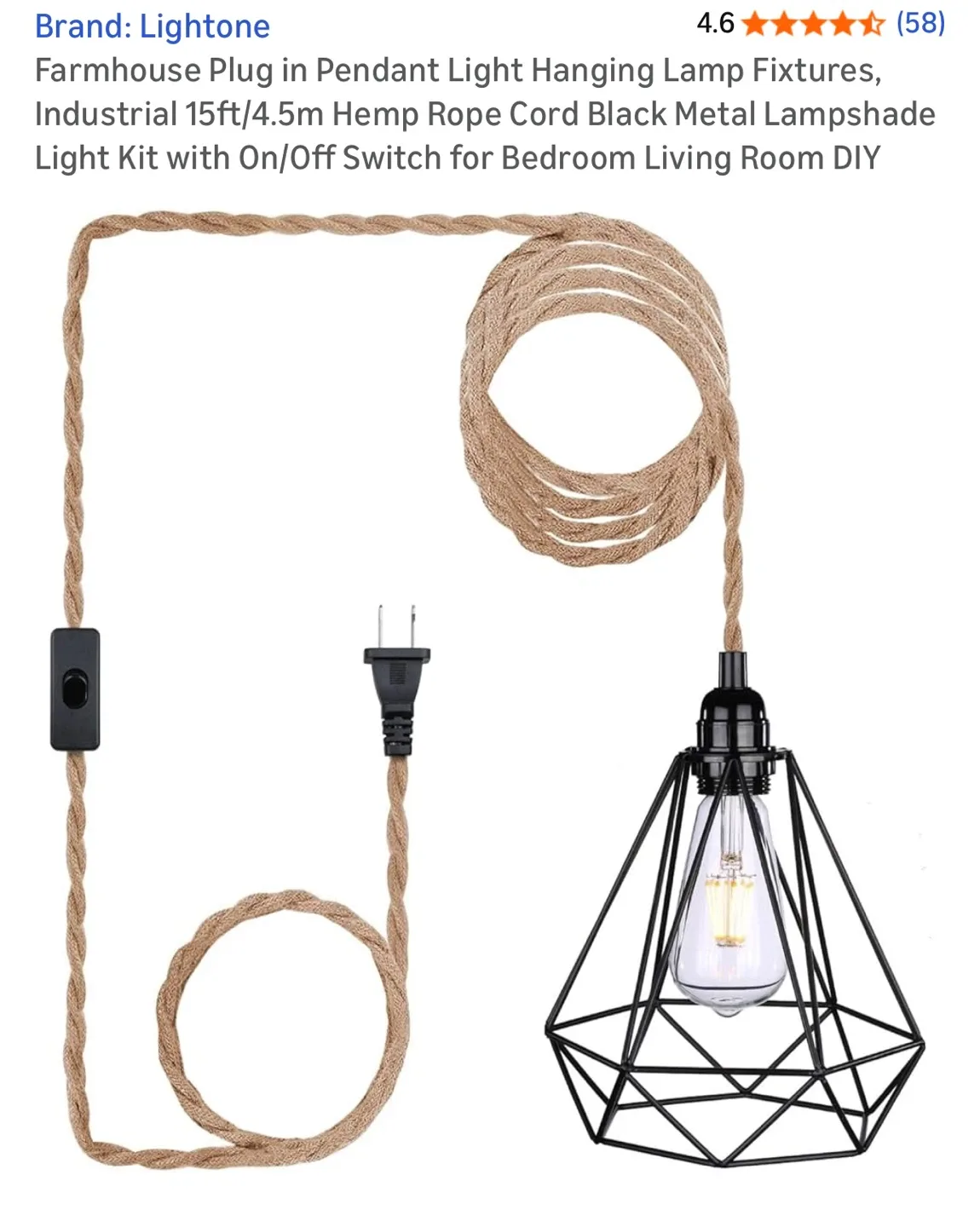Lightone Farmhouse Plug In Pendant Light image indicator(2)