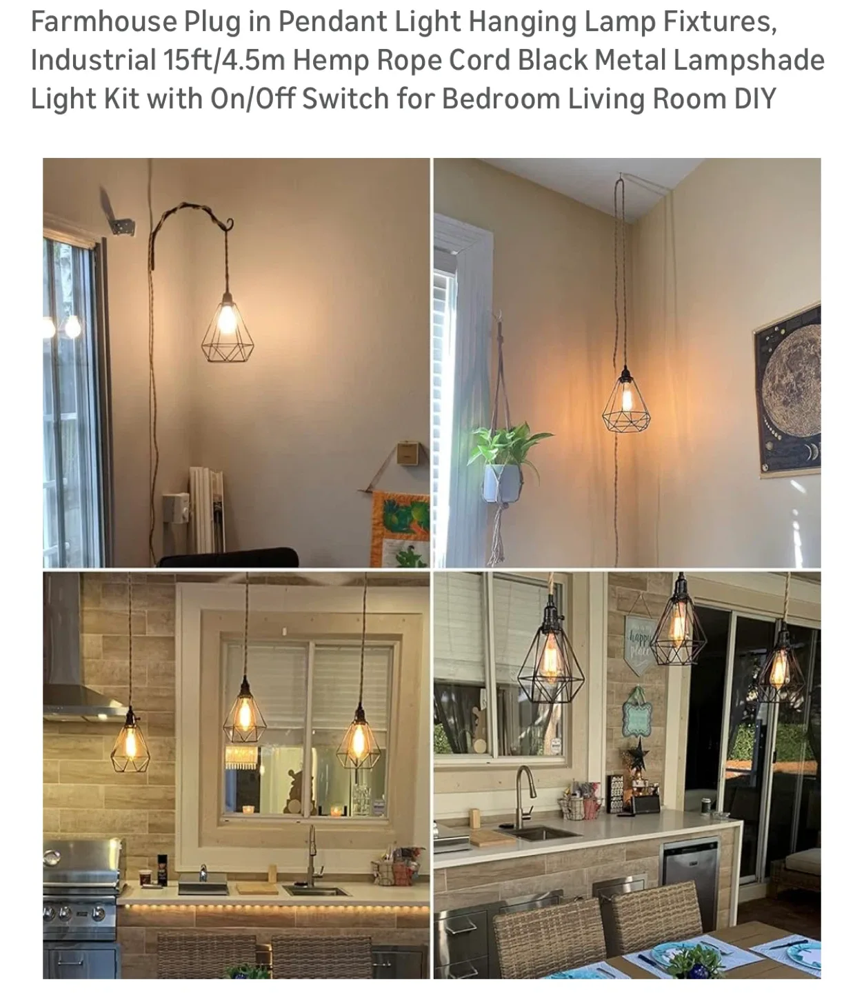 Lightone Farmhouse Plug In Pendant Light image indicator(4)