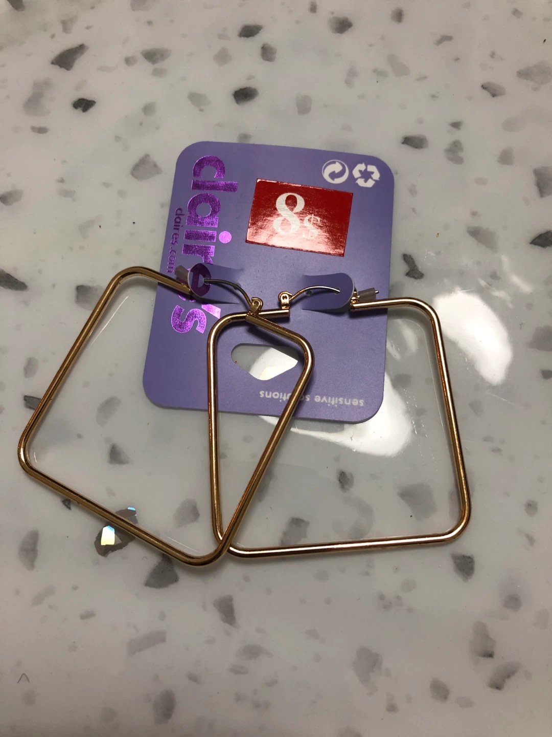 Claire's Square Hoop Earrings - Gold