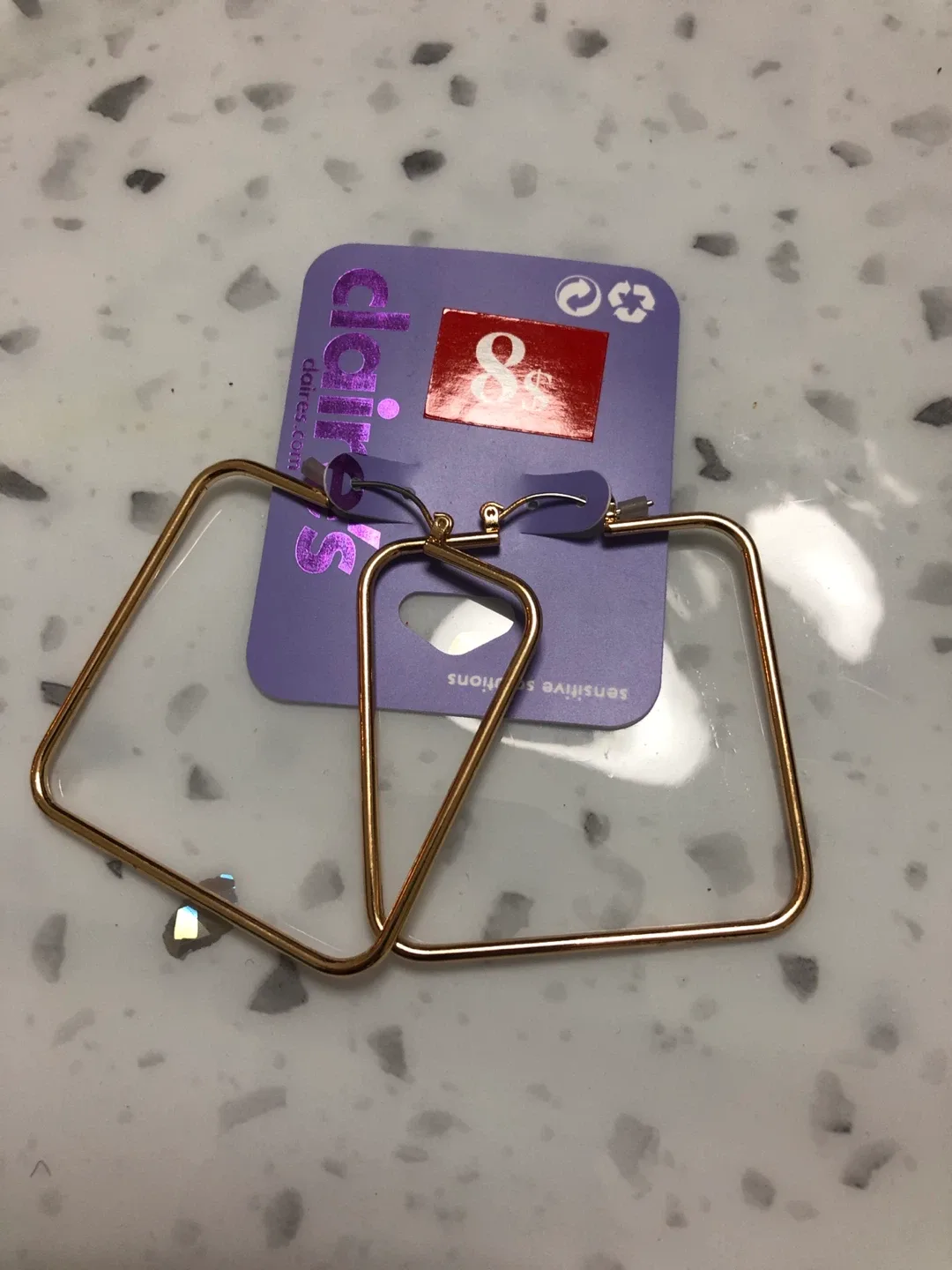 Claire's Square Hoop Earrings - Gold thumbnail