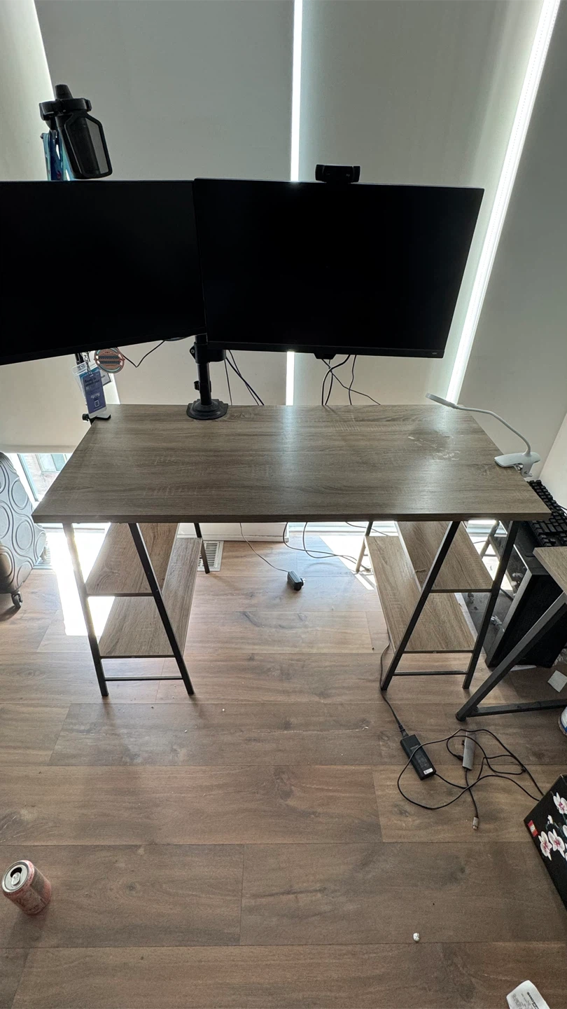 Wood and Metal Desk with Shelves
