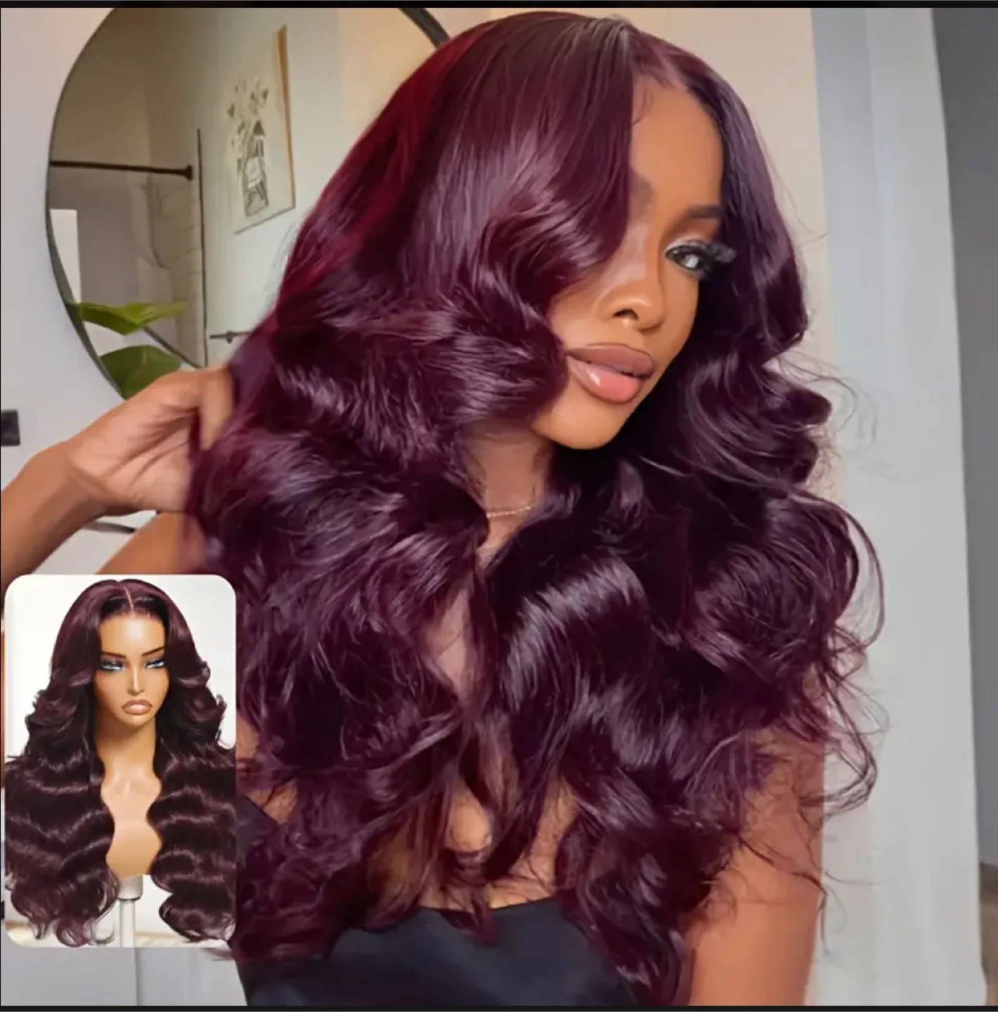 Burgundy Lace Front Wig human hair