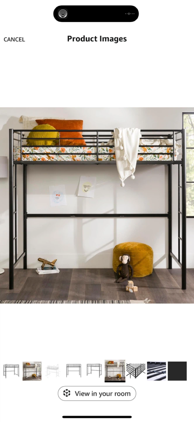Walker Edison Orion Metal Twin Over Twin Loft Bunk Bed - Black - photo 3
