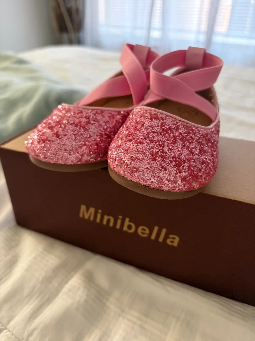 Minibella Pink Glitter Ballet Flats - Size 26 (US 10) thumbnail