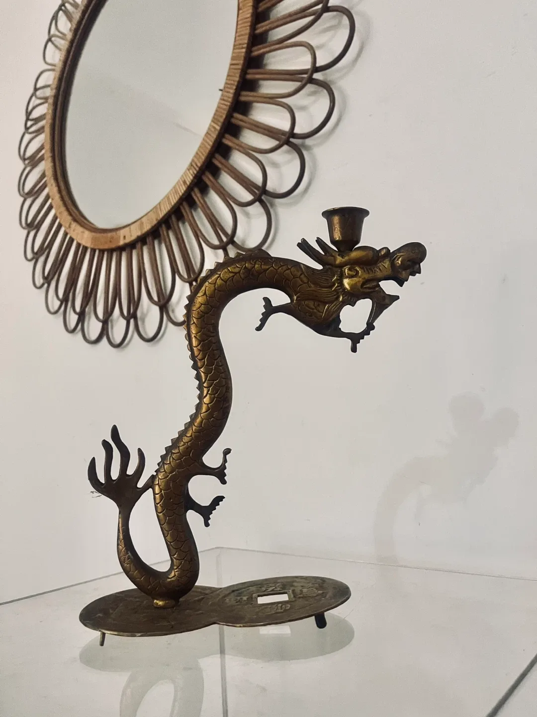 Vintage Brass Dragon Candle Holder