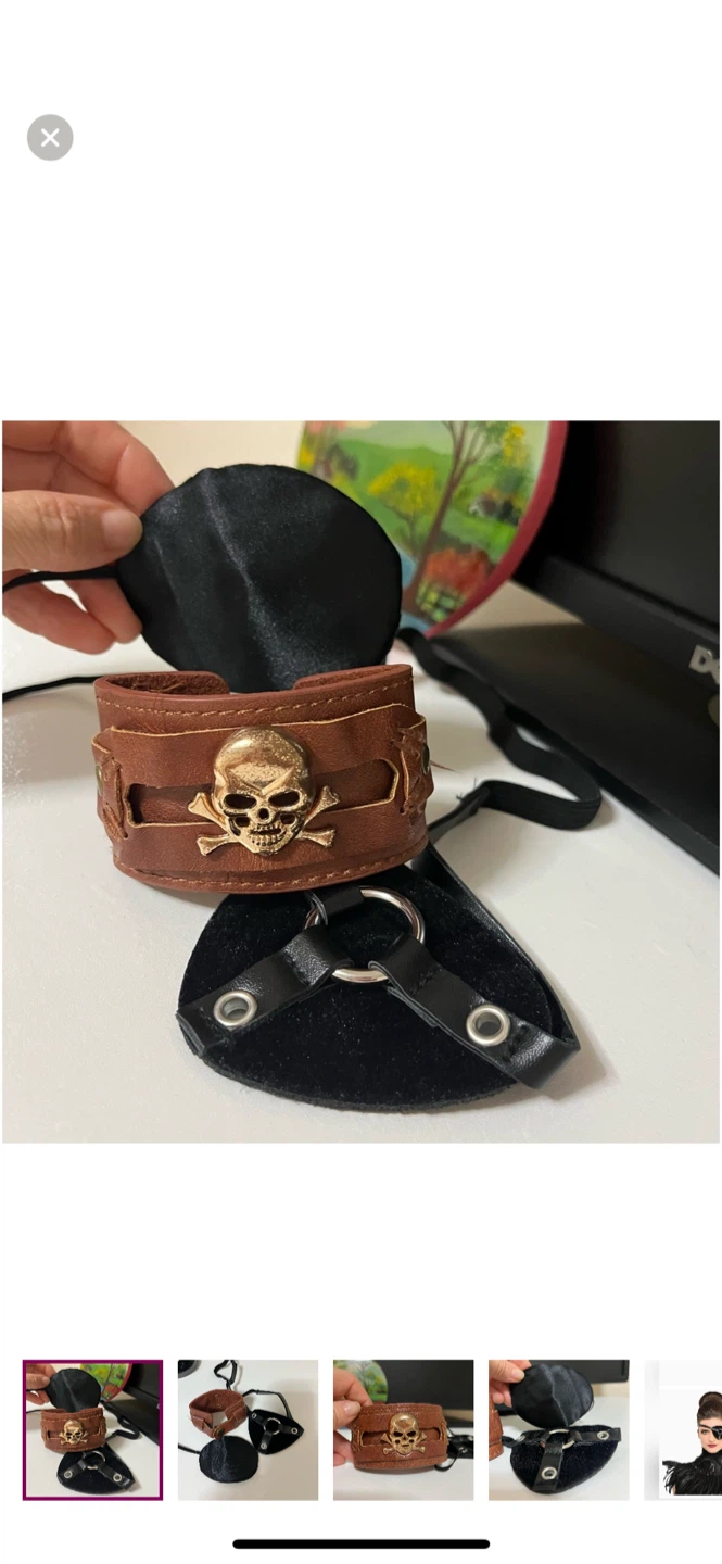 Leather Skull Bracelet & Eye Patches