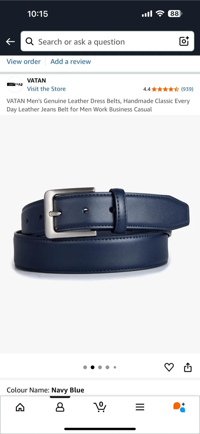 Vatan Men's Navy Blue Leather Belt image indicator(5)