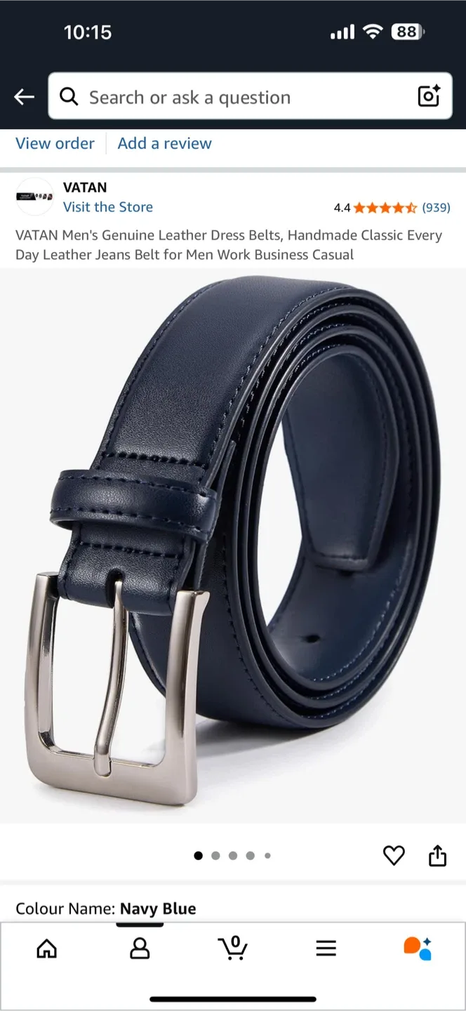 Vatan Men's Navy Blue Leather Belt image indicator(4)