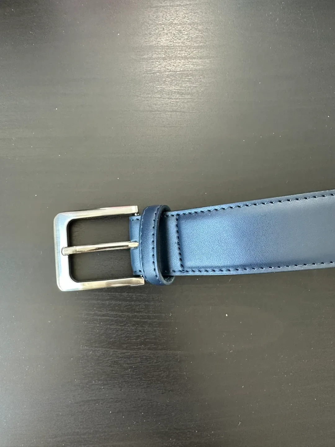 Vatan Men's Navy Blue Leather Belt image indicator(3)