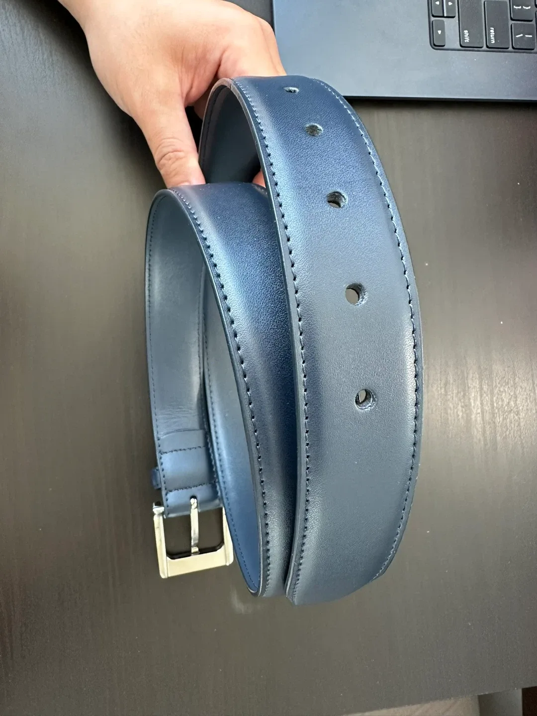 Vatan Men's Navy Blue Leather Belt