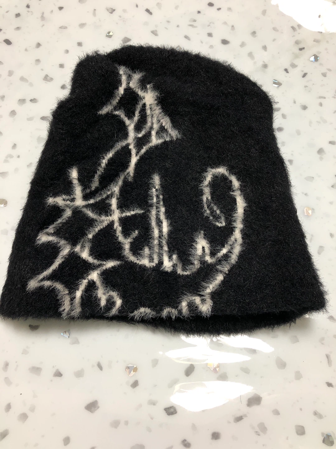 Fluffy Black Knit Hat