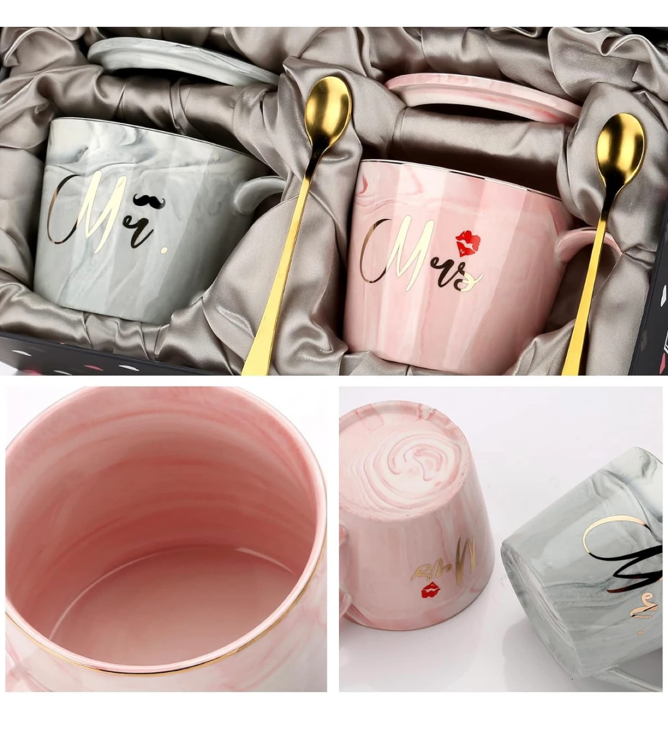 Mr. & Mrs. Marble Mug Set - New in Box - photo 5