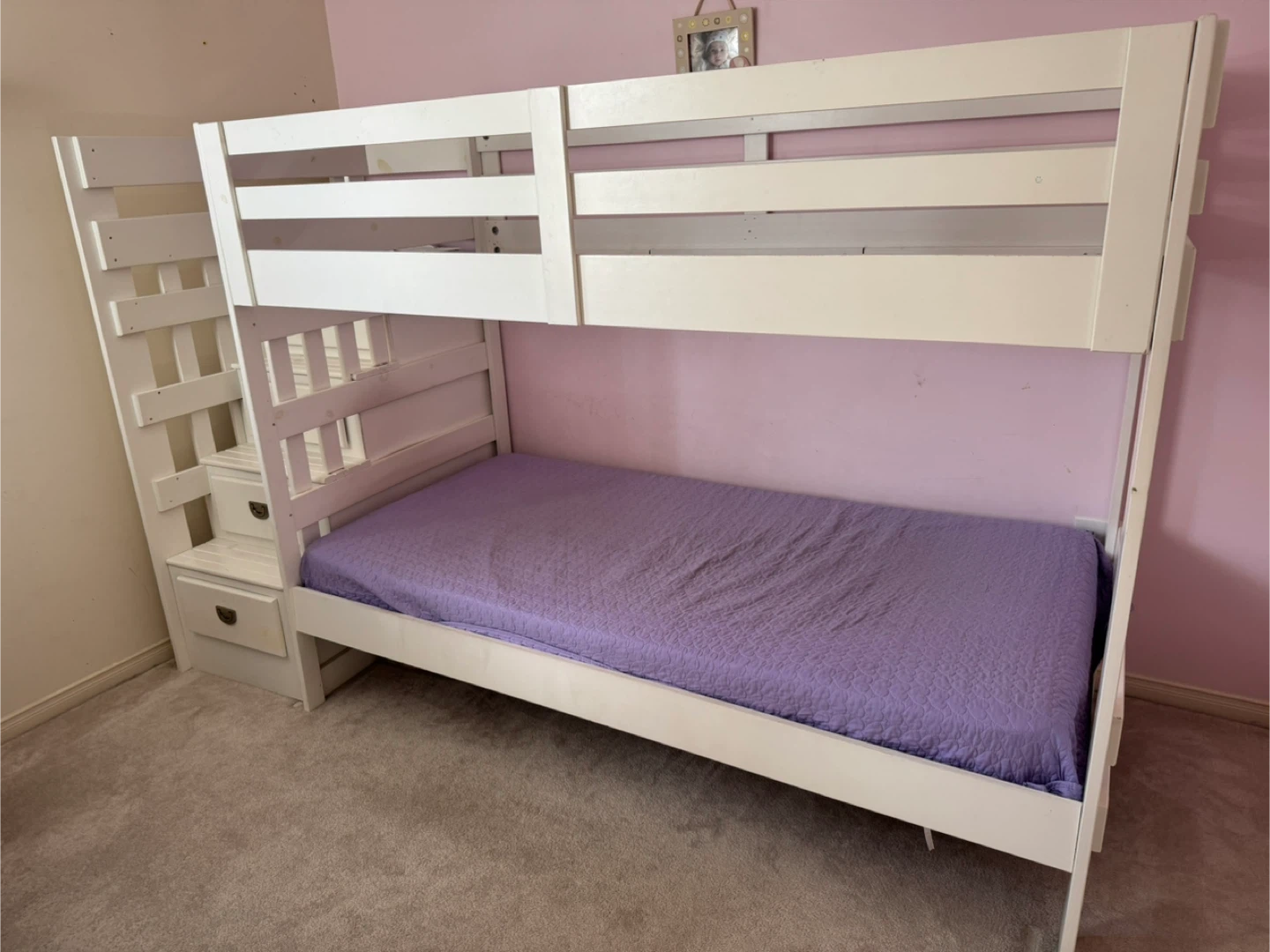 White Bunk Bed with Staircase Drawers - photo 4