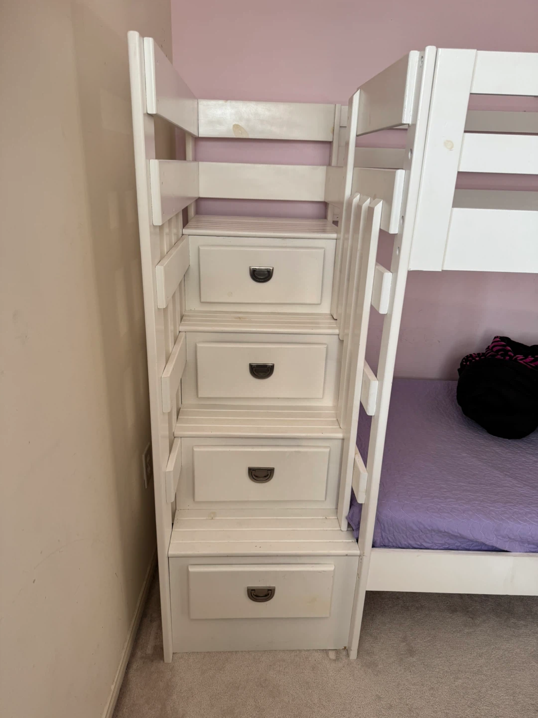 White Bunk Bed with Staircase Drawers - photo 2