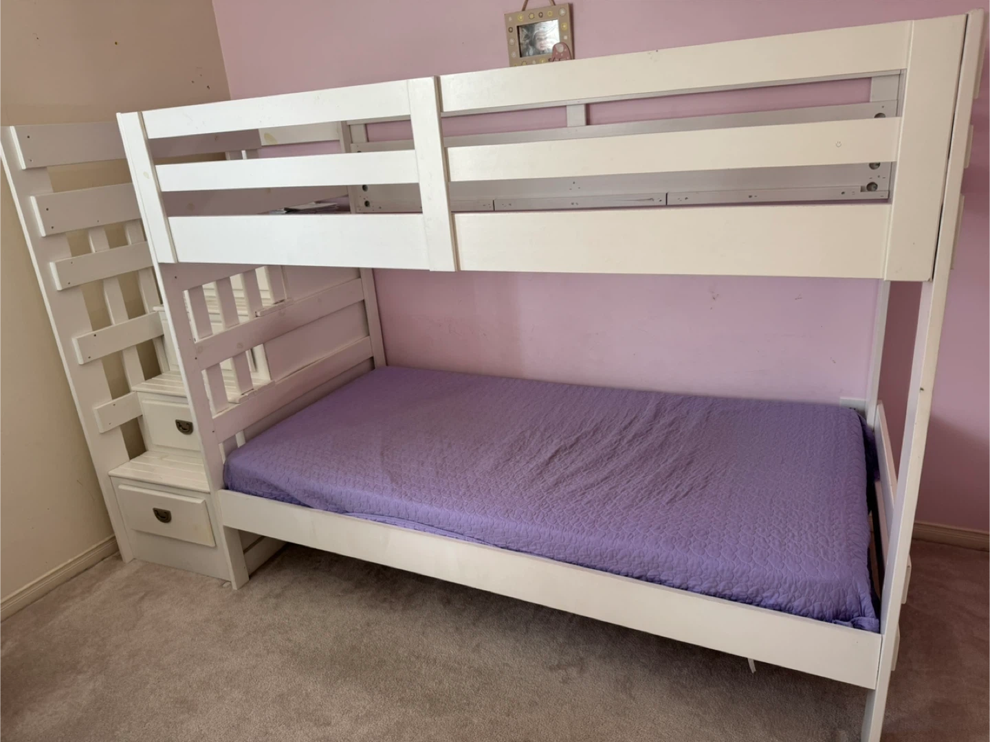 White Bunk Bed with Staircase Drawers - photo 3