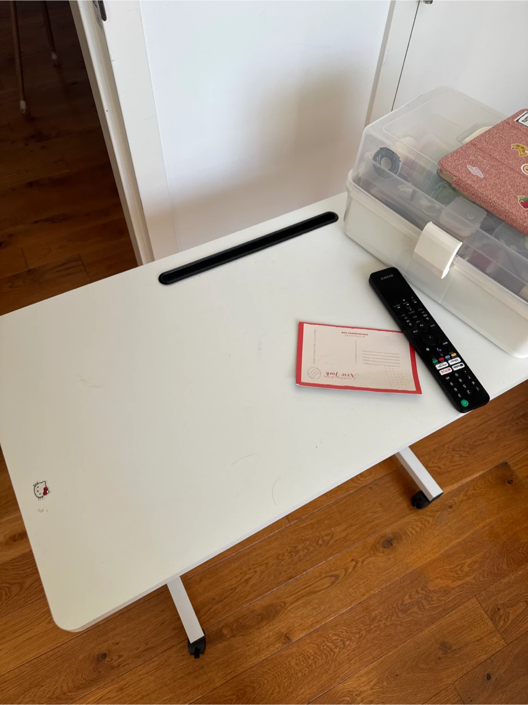 White Adjustable Height Rolling Desk - photo 2