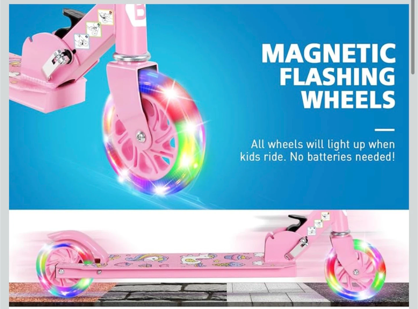 Pink Kids Scooter with Light Up Wheels - photo 2