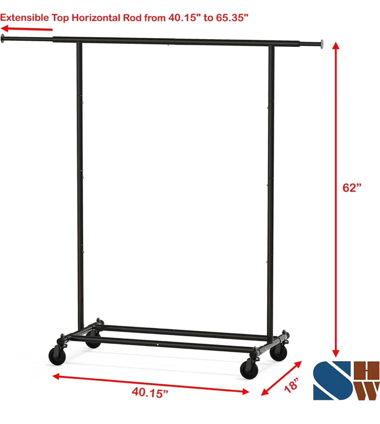 Rolling Garment Rack - Adjustable & Extensible image indicator(5)