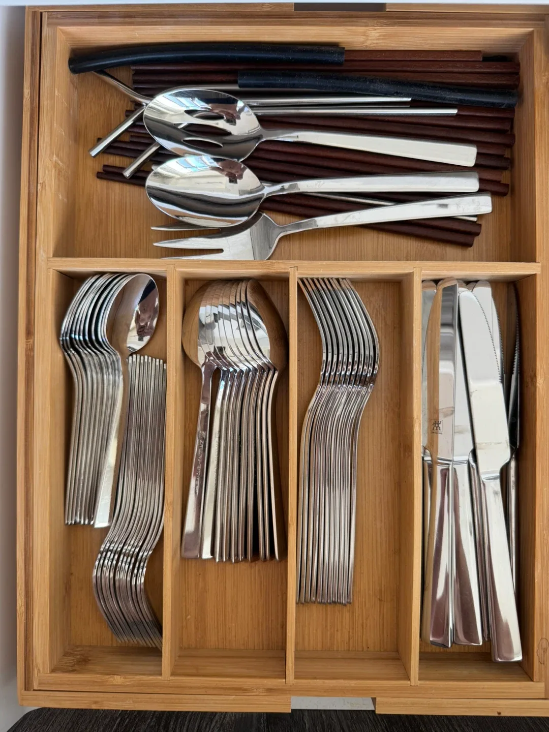 Bamboo Cutlery Drawer Organiser- Expandable thumbnail
