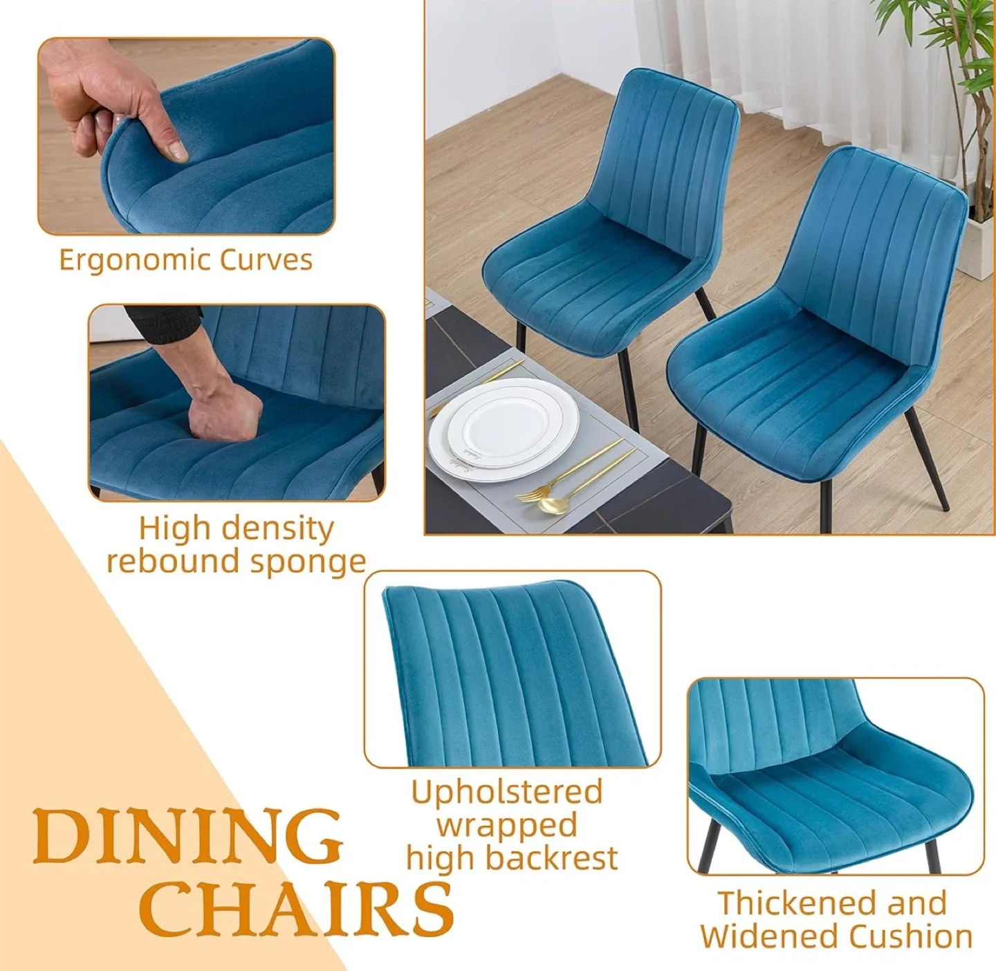 Dining Chairs -  white Velvet, Set of 2 image indicator(3)