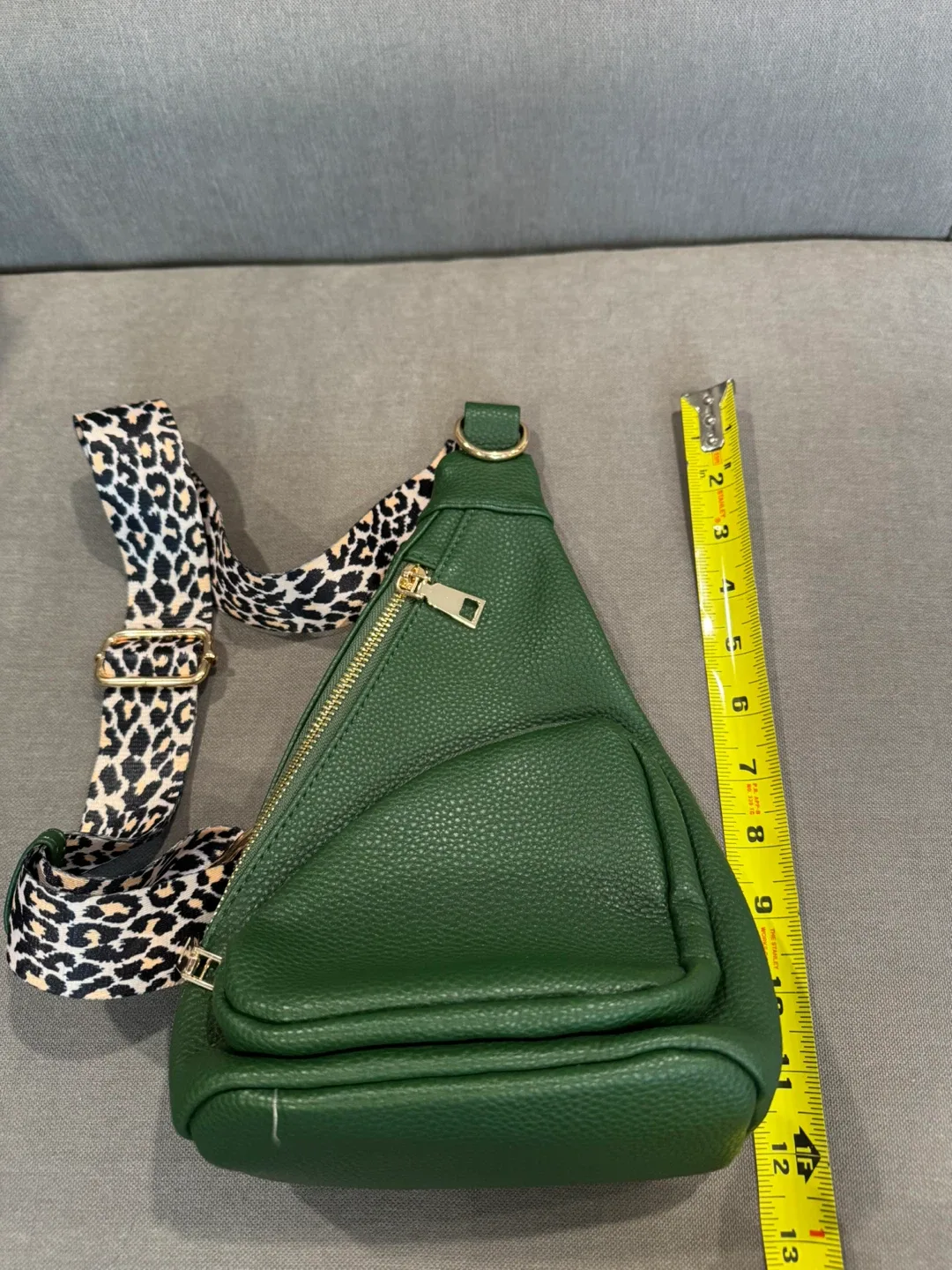 Green Sling Bag with Leopard Strap image indicator(3)