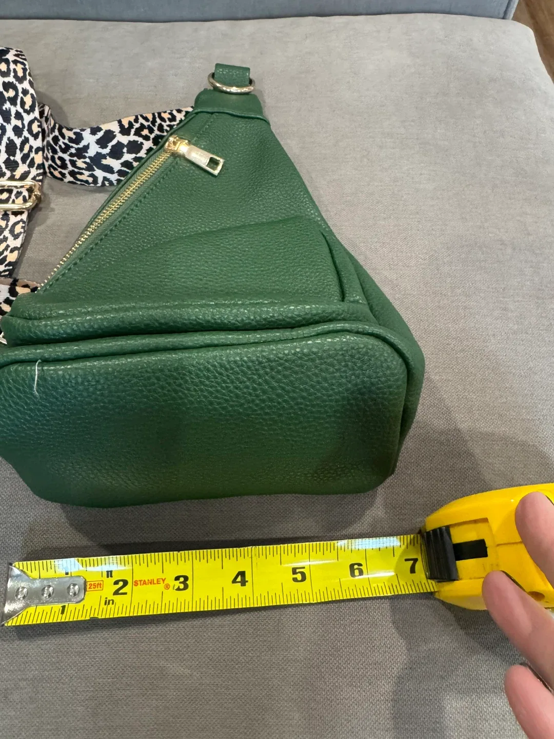 Green Sling Bag with Leopard Strap image indicator(2)