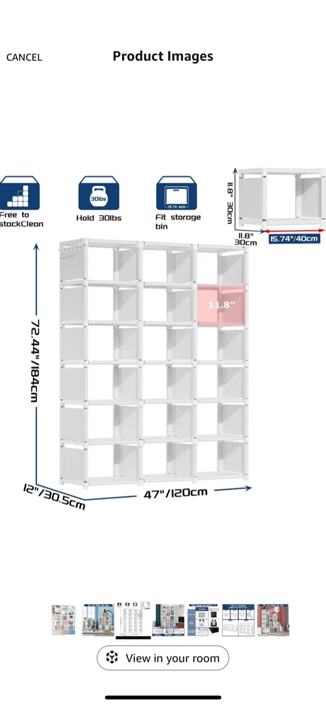 BNIB ! Mavivegue 18 Cube Storage Organizer, GREY! image indicator(4)