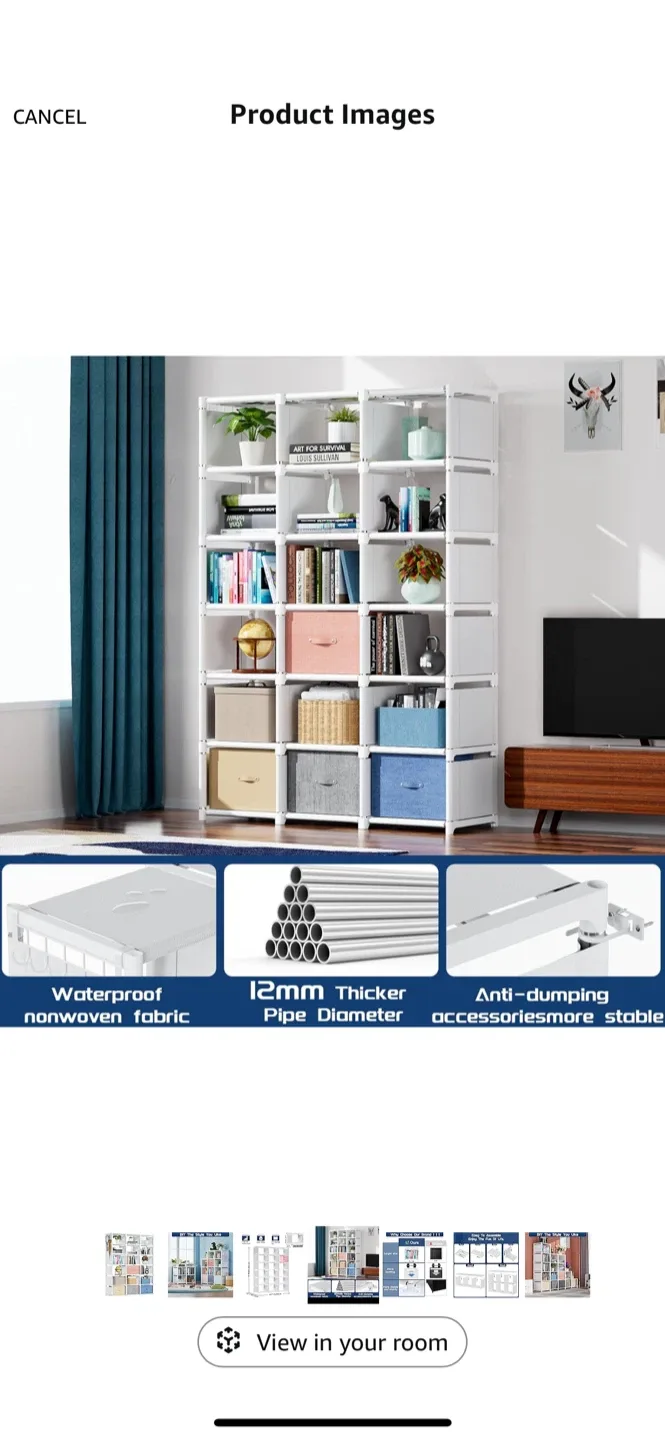 BNIB ! Mavivegue 18 Cube Storage Organizer, GREY! image indicator(5)