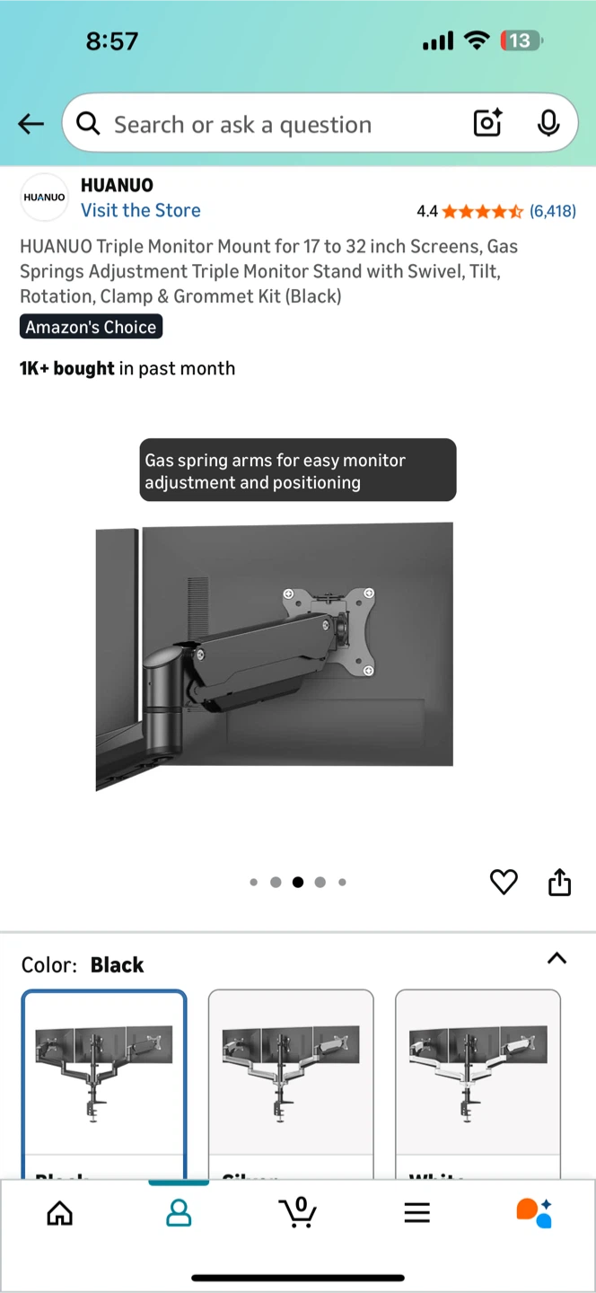 HUANUO Triple Monitor Mount Stand - Black - photo 4