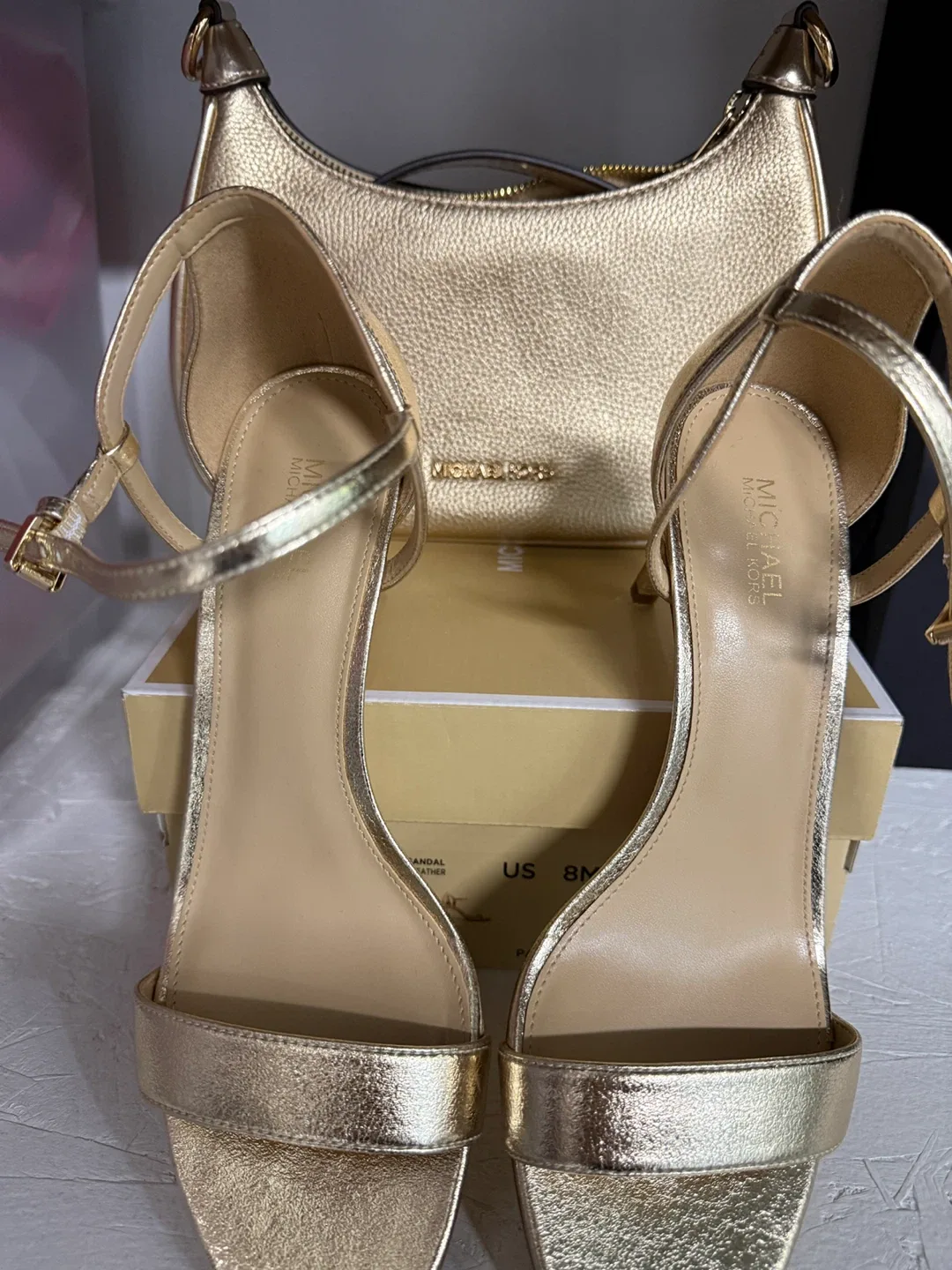 Michael Kors Gold Leather Handbag & Heels - Size 8 image indicator(3)