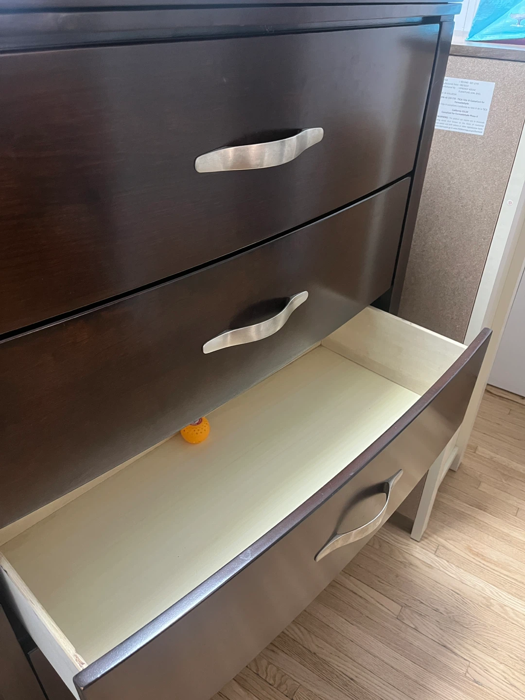 Dark Wood 5-Drawer Dresser with Mirror - photo 3