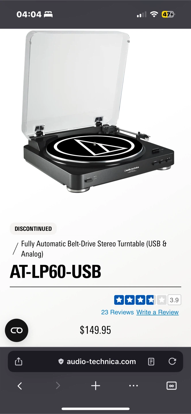Audio-Technica AT-LP60-USB Turntable
