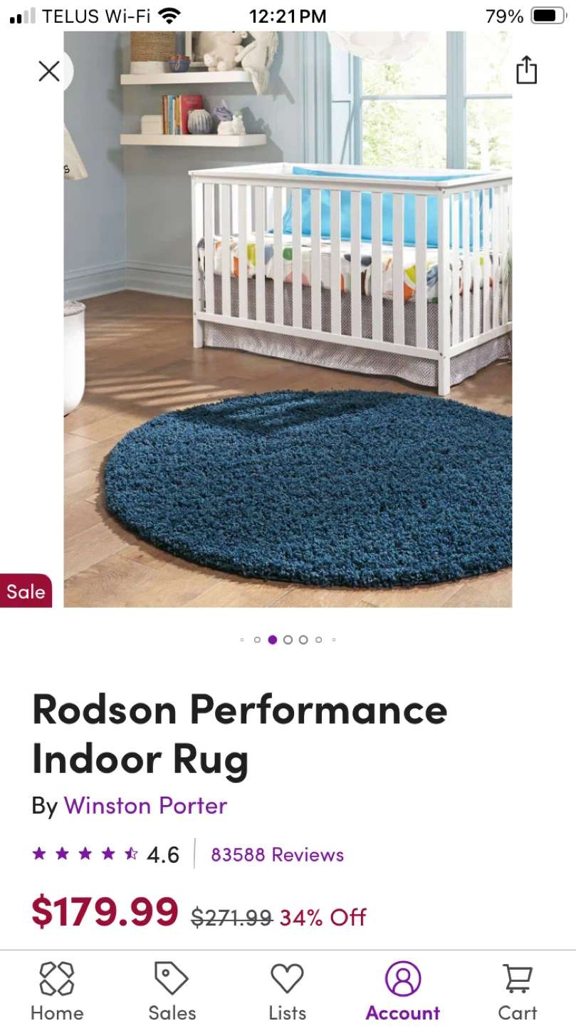 Shag rug baby, yeah! Blue! 6’ round. - photo 3