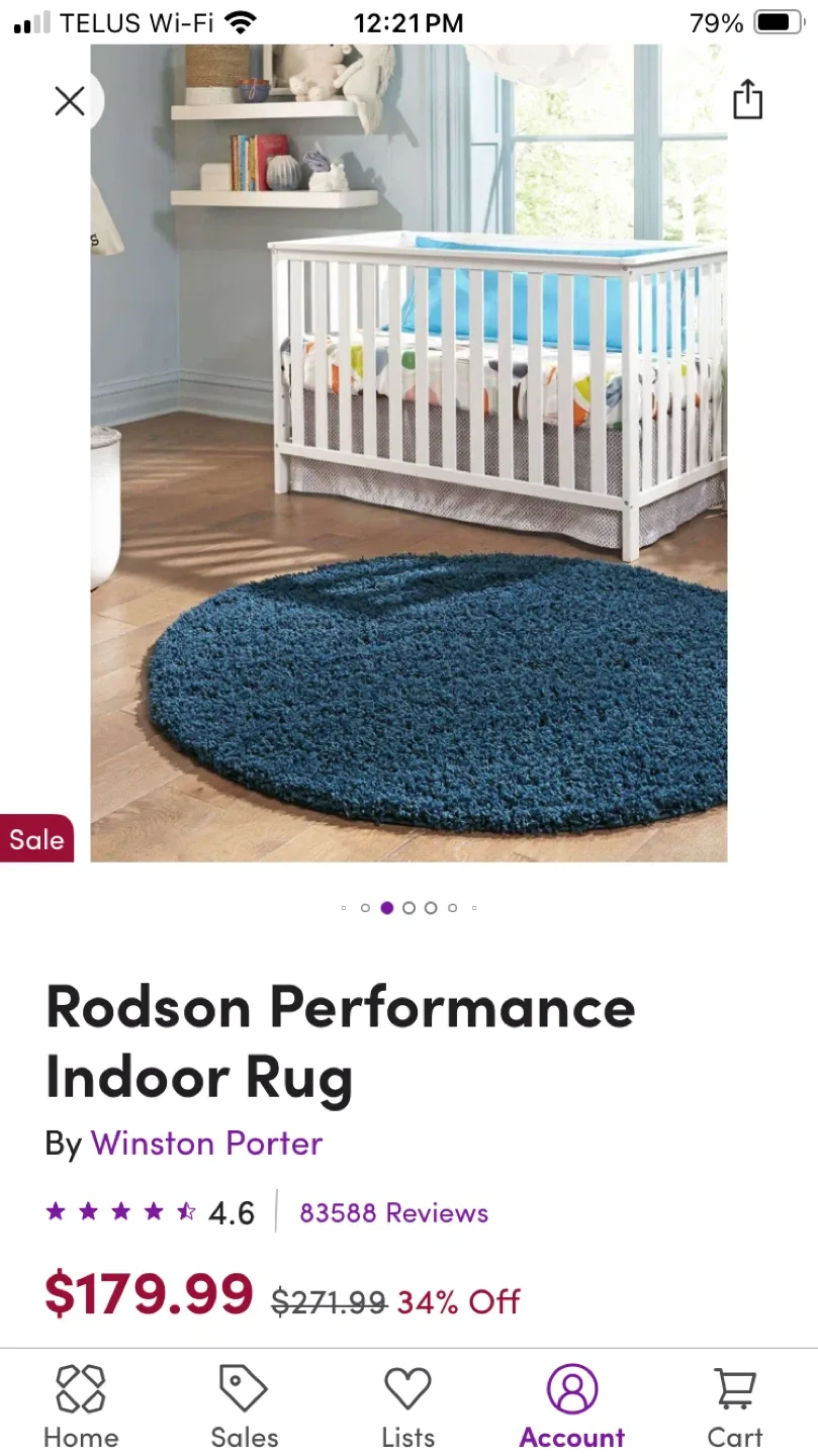 Shag rug baby, yeah! Blue! 6’ round. image indicator(3)