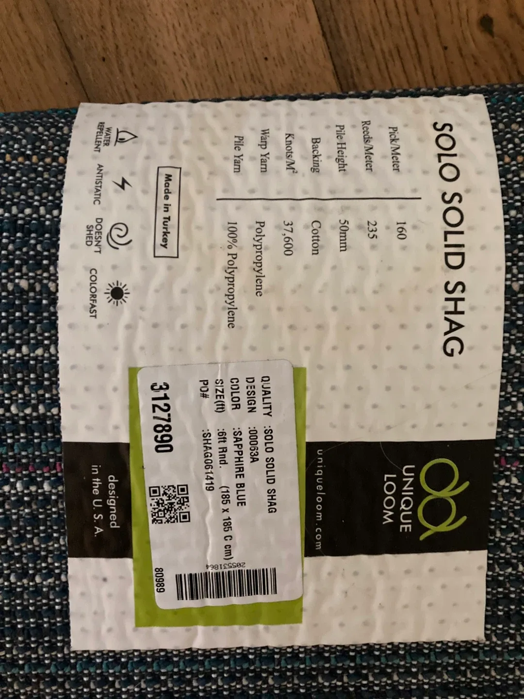 Shag rug baby, yeah! Blue! 6’ round. image indicator(2)